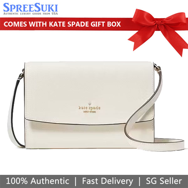 Kate Spade Crossbody Bag Sling Perry Saffiano Wallet On String Meringue Cream Off White # KG029