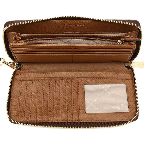 Michael Kors Long Wallet Jet Set Continental Wristlet Wallet Brown Acorn # 35F8GTVT3BD2