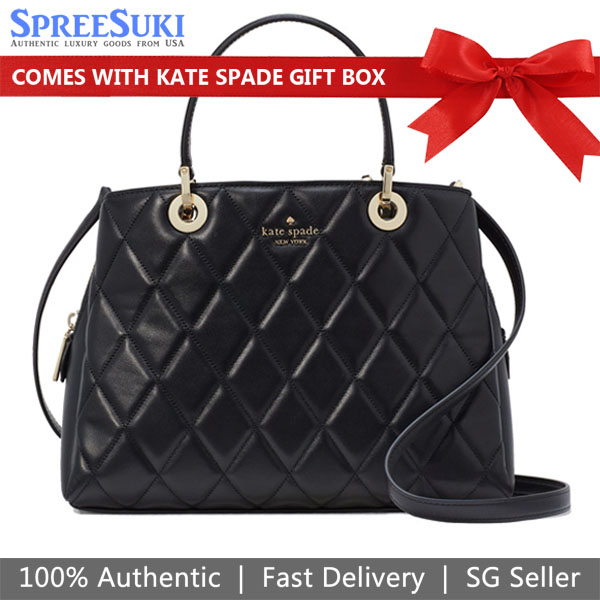 Kate Spade Crossbody Bag Sling Carey Smooth Quilted Sullivan Satchel Black # KH227