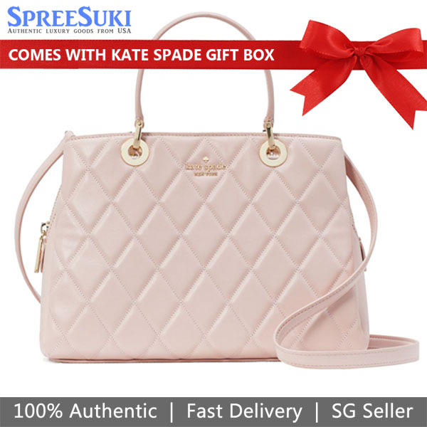 Kate Spade Crossbody Bag Sling Carey Smooth Quilted Sullivan Satchel Rose Smoke # KH227