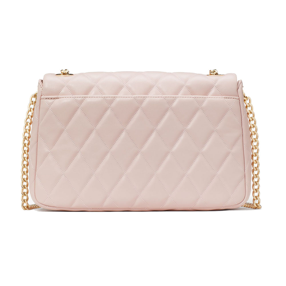 Kate Spade Carey Smooth Quilted Flap Shoulder Bag Rose Smoke # KH228