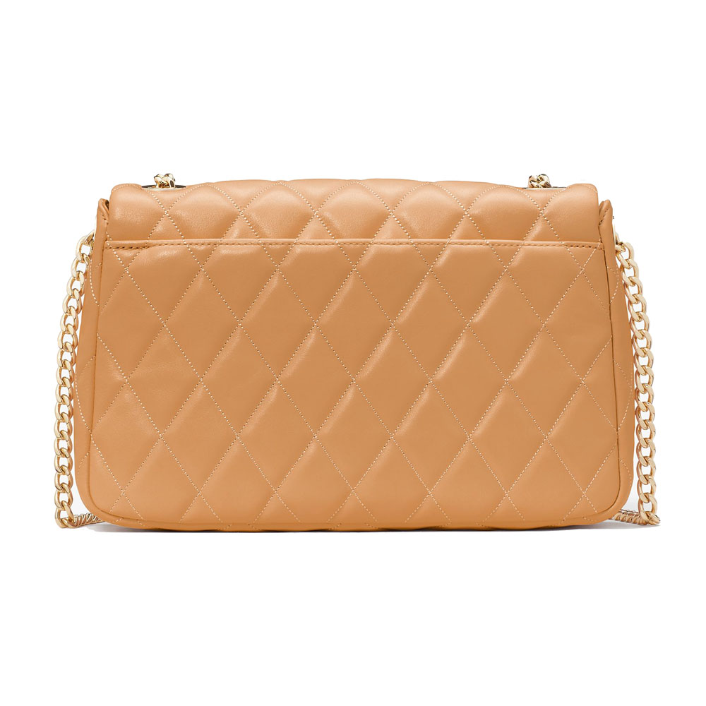 Kate Spade Carey Smooth Quilted Flap Shoulder Bag Tiramisu Mousse # KH228