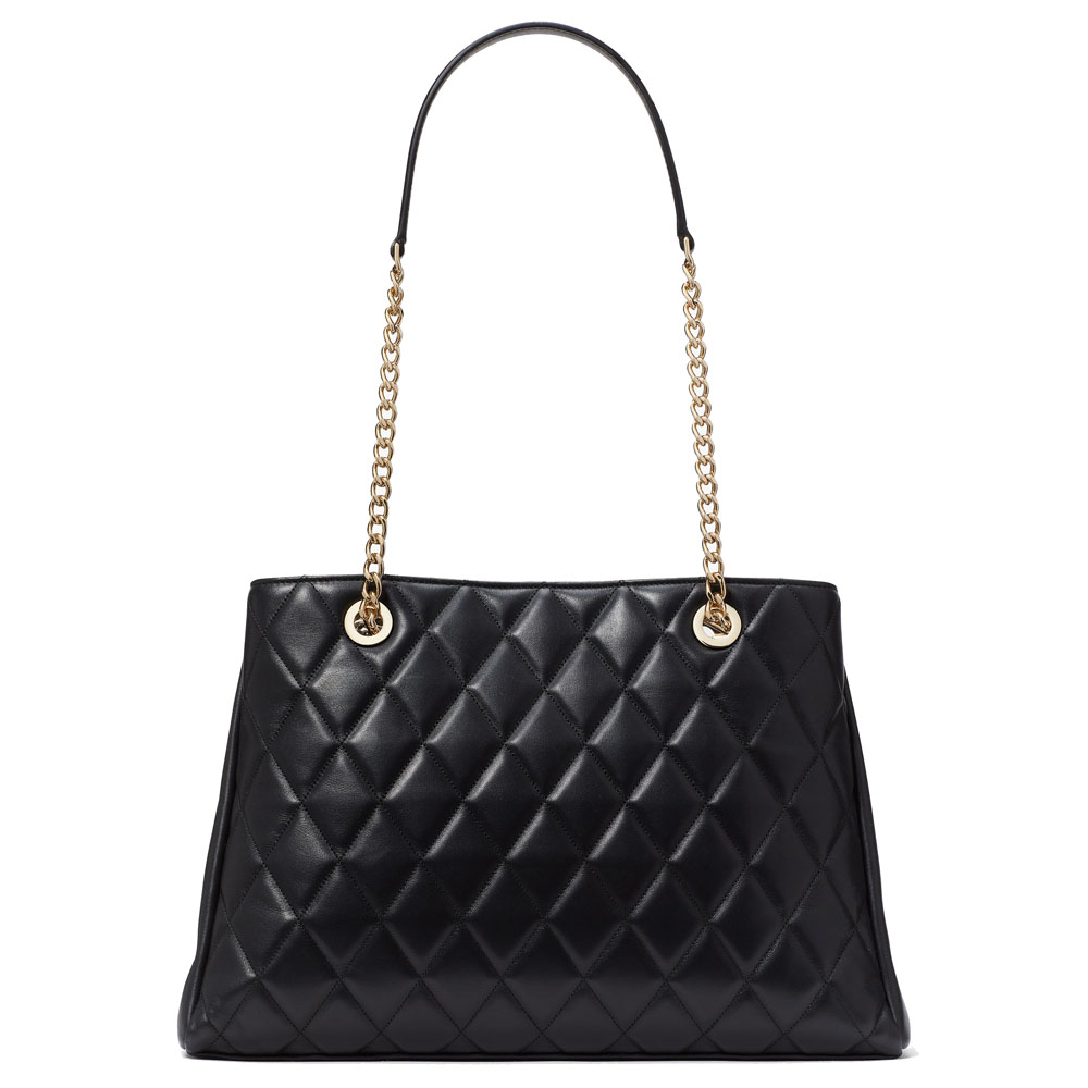 Kate Spade Carey Smooth Quilted Triple Comp Tote Black # KH229