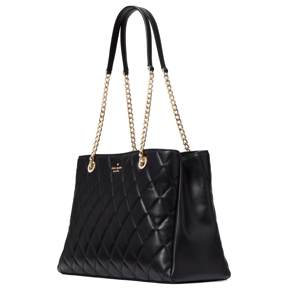 Kate Spade Carey Smooth Quilted Triple Comp Tote Black # KH229