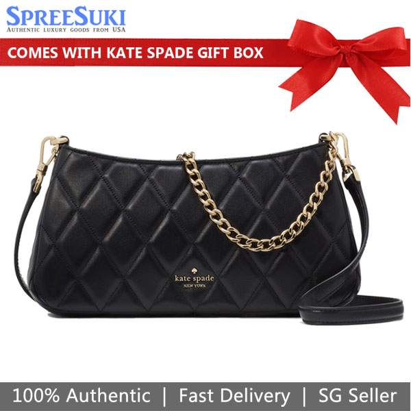 Kate Spade Smooth Quilted Convertible Crossbody Black # KH428