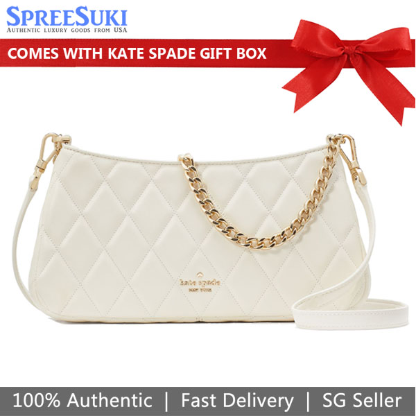 Kate Spade Carey Smooth Quilted Convertible Crossbody Meringue # KH428