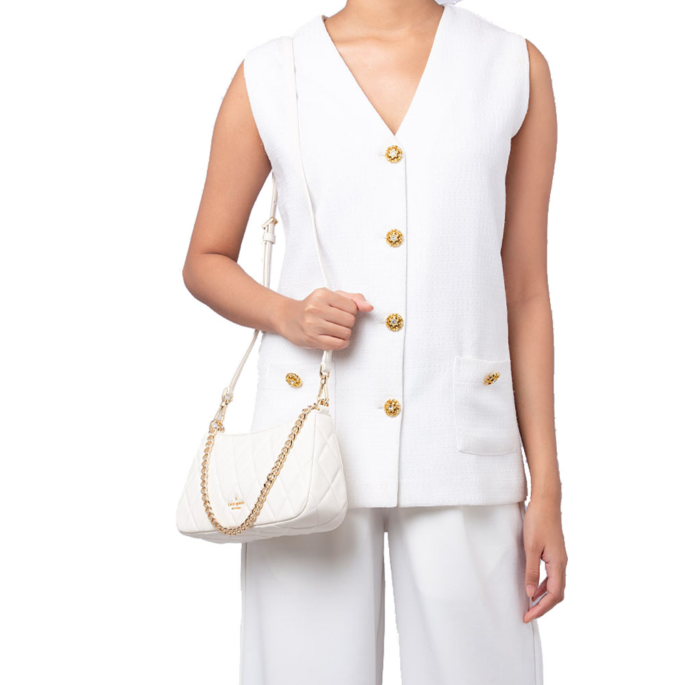 Kate Spade Carey Smooth Quilted Convertible Crossbody Meringue # KH428