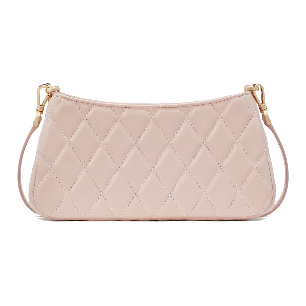 Kate Spade Carey Smooth Quilted Convertible Crossbody Rose Smoke # KH428