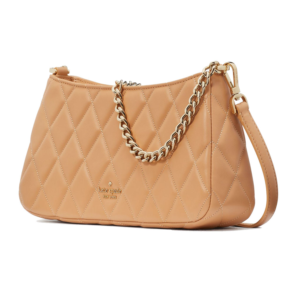 Kate Spade Carey Smooth Quilted Convertible Crossbody Tiramisu Mousse # KH428