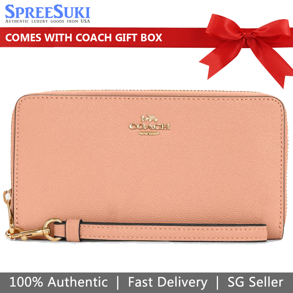 Coach Long Wallet Long Zip Around Wallet Wrist Faded Blush # C3441D2