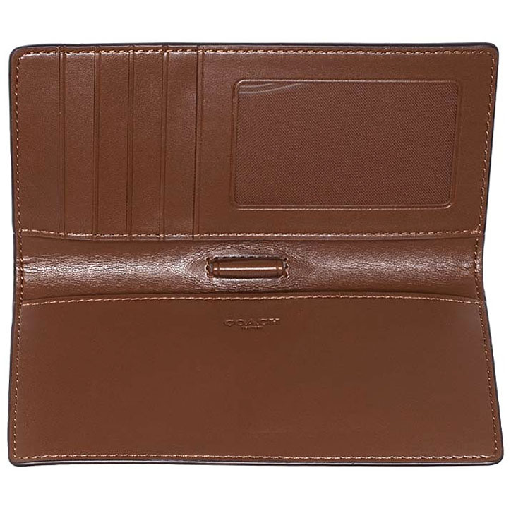 Coach Long Wallet Medium Wallet Bifold Wallet In Signature Canvas Khaki Saddle Brown # F88026D2