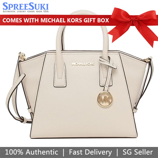 Michael Kors Crossbody Bag Sling Avril Small Top Zip Satchel Cream Off White # 35F1G4VM2LD1