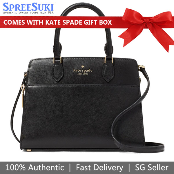 Kate Spade Crossbody Bag Sling Madison Small Satchel Saffiano Black # KC437