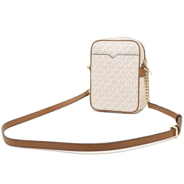 Michael Kors Jet Set Travel Medium Logo Chain Crossbody Bag Vanilla # 35F1GTVC2BD1