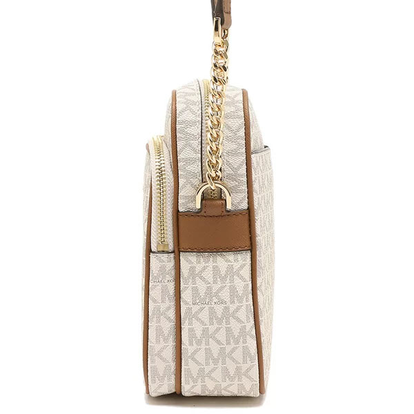 Michael Kors Jet Set Travel Medium Logo Chain Crossbody Bag Vanilla # 35F1GTVC2BD1