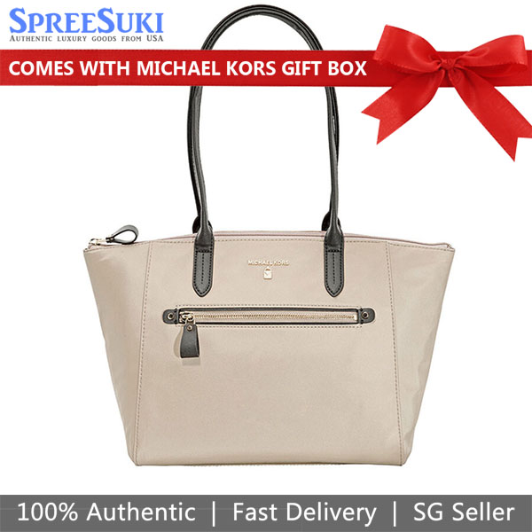 Michael Kors Nylon Kelsey Large Top Zip Tote Truffle Brown # 30F7G02T3C