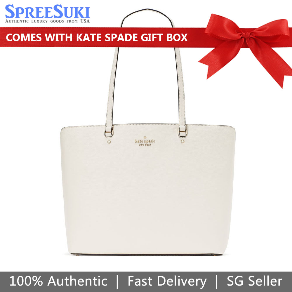 Kate Spade Perfect Refined Grain Leather Large Tote Shoulder Bag Parchment Off White # KA900