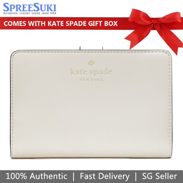 Kate Spade Schuyler Saffiano Pvc Medium Compact Bifold Wallet Meringue # KG676D1