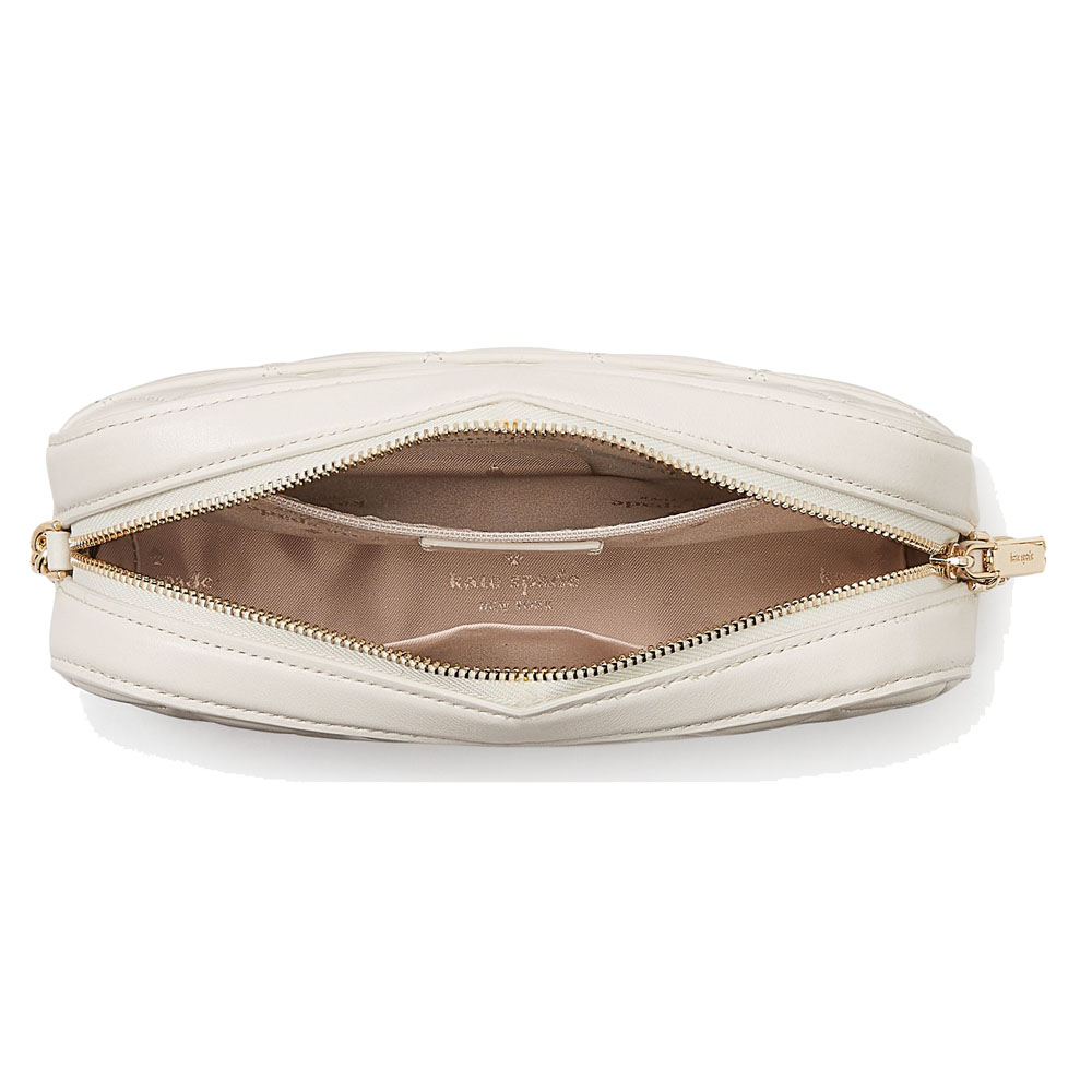 Kate Spade Crossbody Bag Sling Carey Smooth Quilted Mini Camera Bag Parchment Cream Off White # KG425