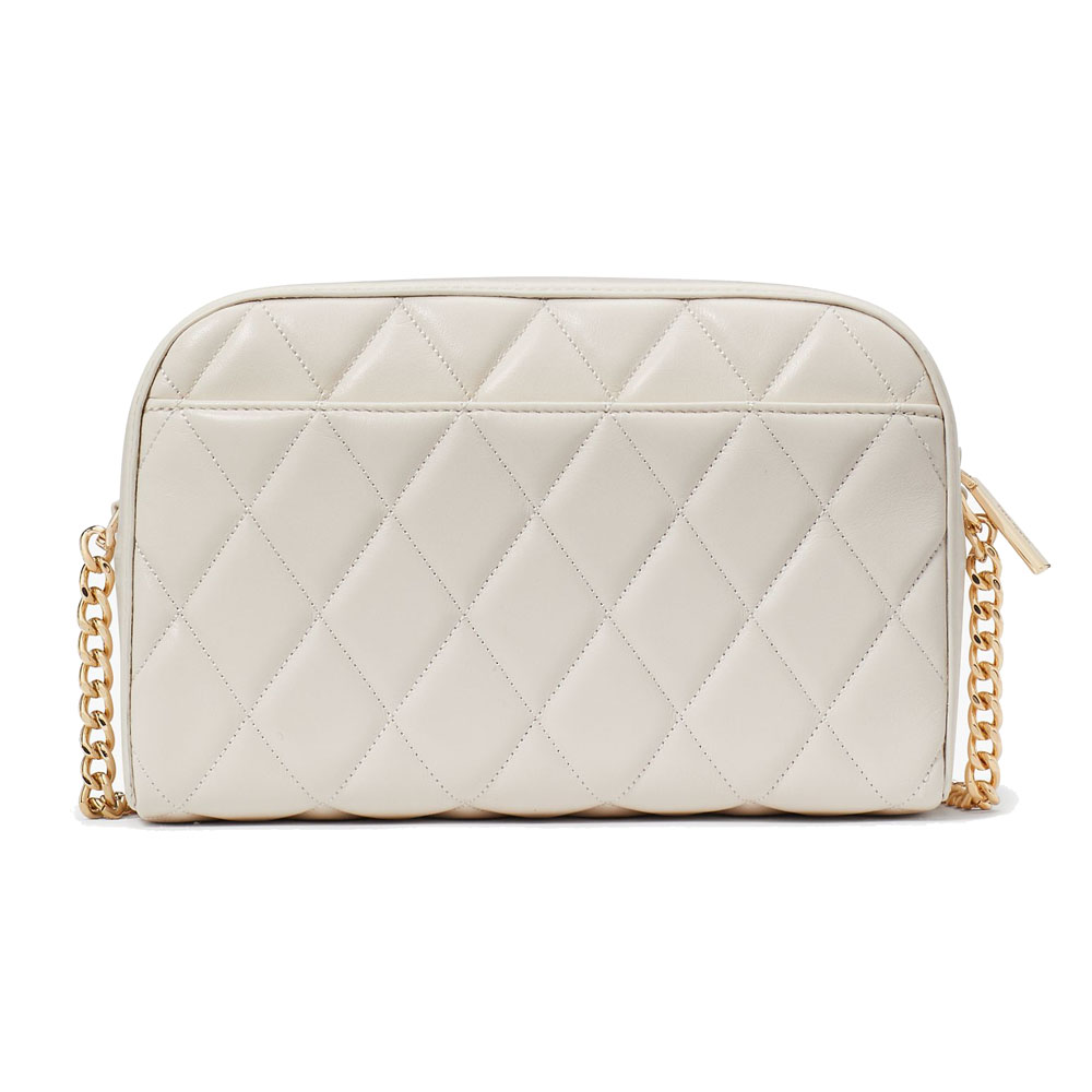 Kate Spade Crossbody Bag Sling Carey Smooth Quilted Mini Camera Bag Parchment Cream Off White # KG425