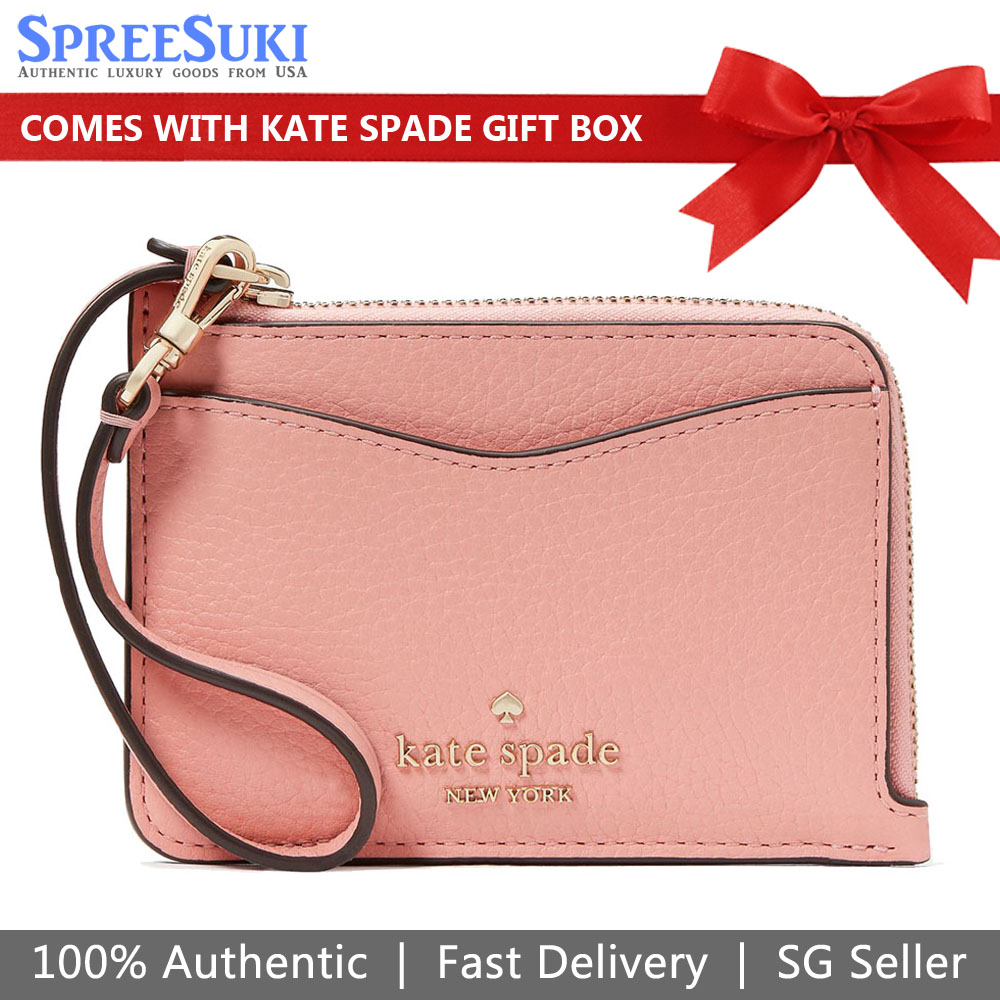 Kate Spade Leila Small Card Holder Wristlet Peachy Rose # WLR00398