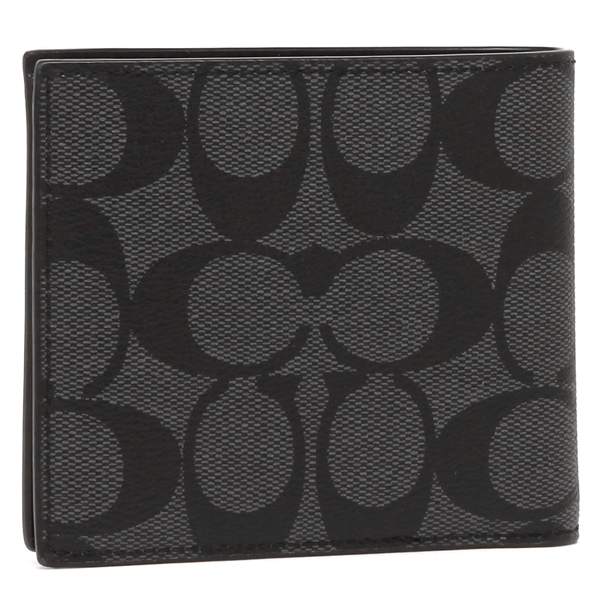 Coach Men Double Billfold Wallet In Signature Charcoal / Black # F75083D1