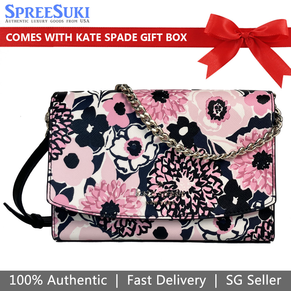 Kate Spade Crossbody Bag Carson Dahlia Floral Printed Convertible Crossbody Pink # K8111D1