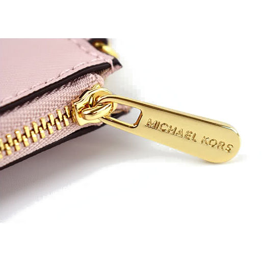 Michael Kors Jet Set Travel Coin Wallet Wristlet Id Card Holder Blossom / Fawn Pink # 35H8GTVW0TD1