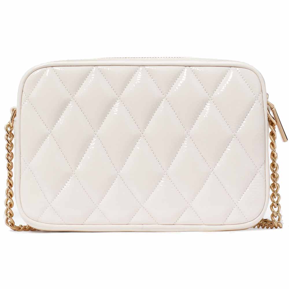 Kate Spade Crossbody Bag Sling Card Case Gift Set Glimmer Quilted Crinkle Patent Leather White # KE818