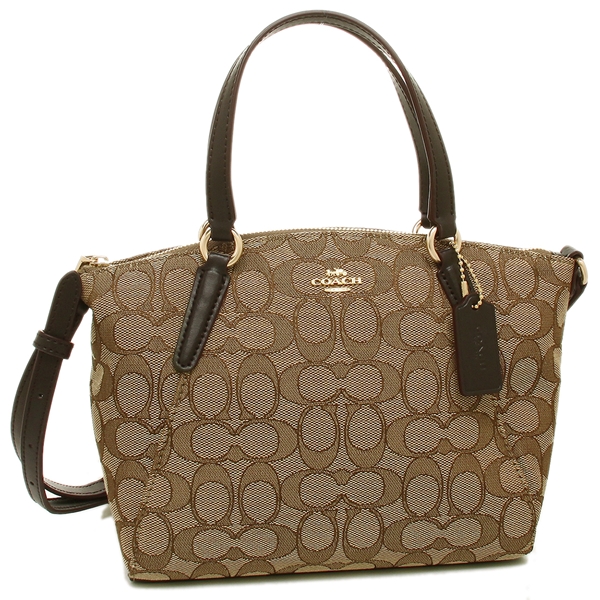 Coach Crossbody Bag In Gift Box Mini Kelsey Satchel In Outline Signature Khaki Brown # F27580D2