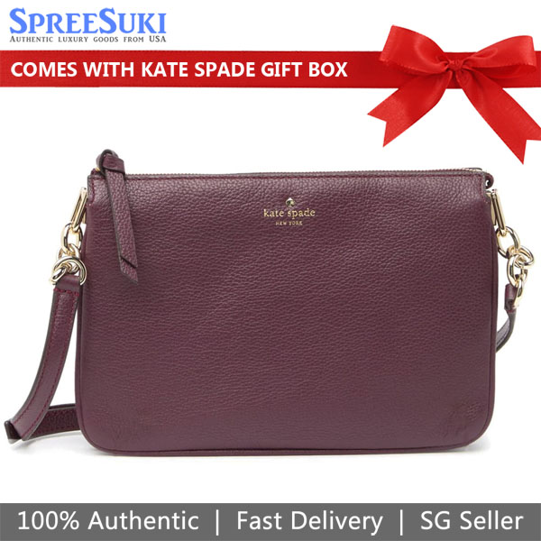 Kate Spade Crossbody Bag Sling Larchmont Avenue Madelyne Deep Plum Dark Purple # WKRU5503D3