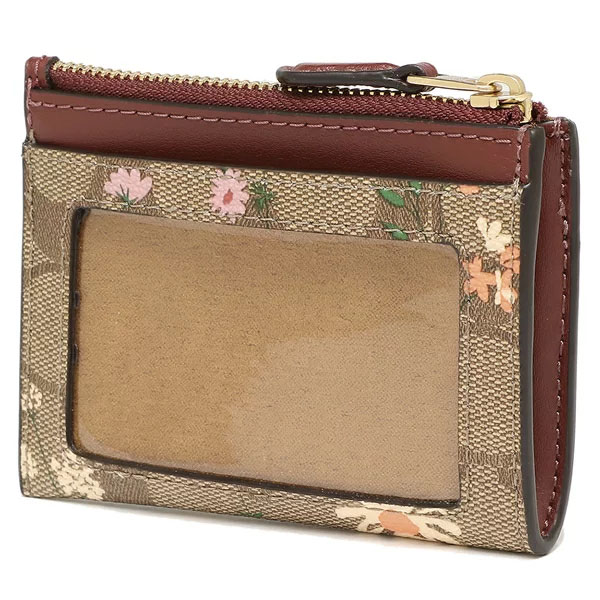 Coach Signature Wildflower Mini Skinny Id Khaki # C8733D2