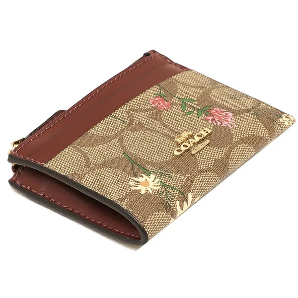 Coach Signature Wildflower Mini Skinny Id Khaki # C8733D2