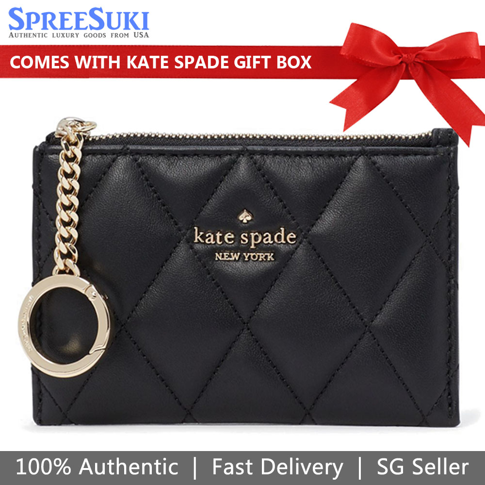 Kate Spade Carey Small Card Holder Smooth Quilted Black # KA598D2