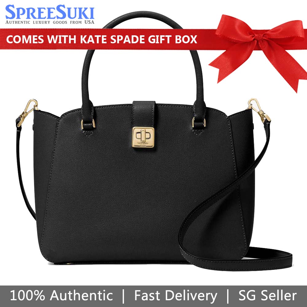 Kate Spade Crossbody Bag Sling Refined Grain Leather Satchel Black # KF555