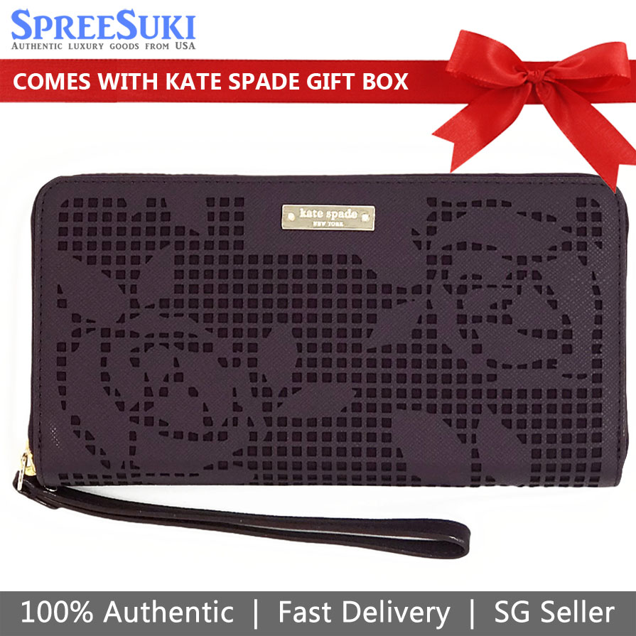 Kate Spade Perforated Rose Phone Wristlet Wallet Mahogany Dark Purple # X001VTHAMV