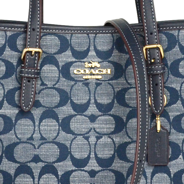 Coach Crossbody Bag Sling Mollie Tote Bag 25 In Signature Chambray Denim Blue # CH228D1