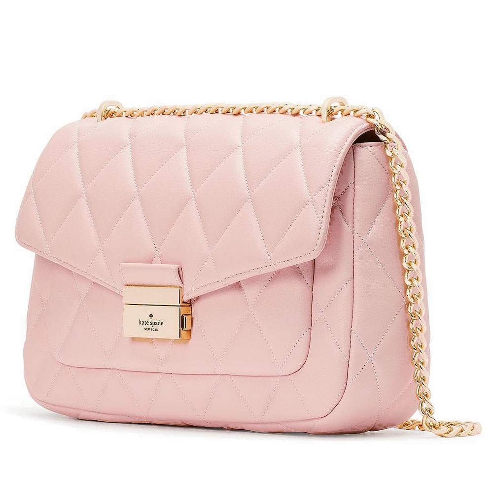 Kate Spade Shoulder Bag Crossbody Bag Carey Medium Smooth Quilted Leather Conch Pink # KA766D11