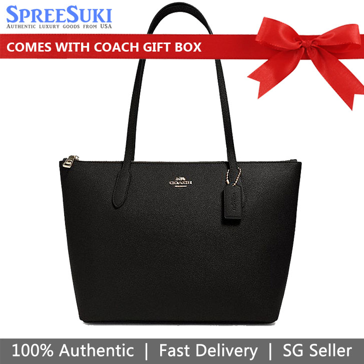 Coach Shoulder Bag Zip Top Tote Black # 4454D1