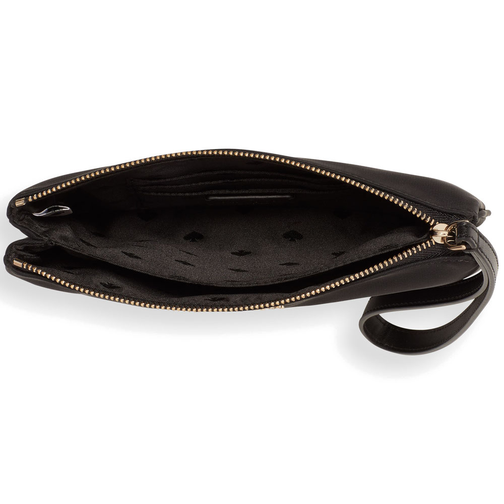 Kate Spade Chelsea The Little Better Nylon Medium Wristlet Pouch Black # WLR00614D4