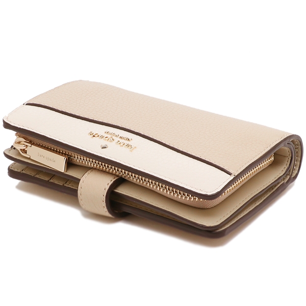 Kate Spade Medium Wallet Leila Colorblock Pebble Leather Medi Light Sand Beige Nude Cream Off White # K6396D2