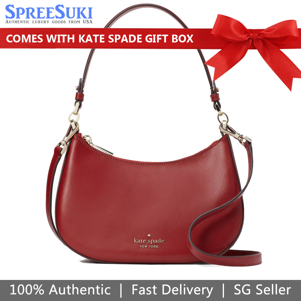 Kate Spade Staci Saffiano Crossbody Bag Sling Red Currant # K6043D1