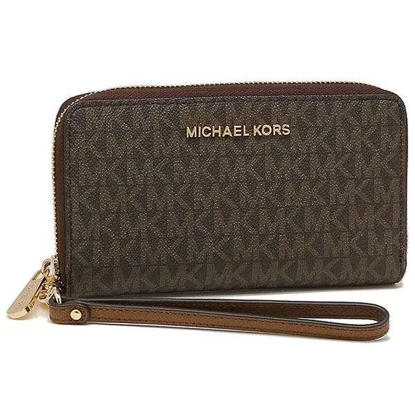 Michael Kors Phone Wallet Jet Set Travel Large Flat Multifunctional Phone Case Wristlet Brown # 35F8GTVW9BD1