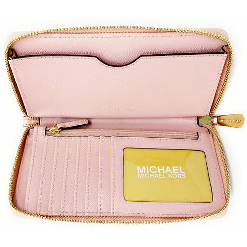 Michael Kors Phone Wallet Jet Set Travel Large Flat Multi-Functional Phone Leather Case Blossom Pink # 35F8GTVW7LD3