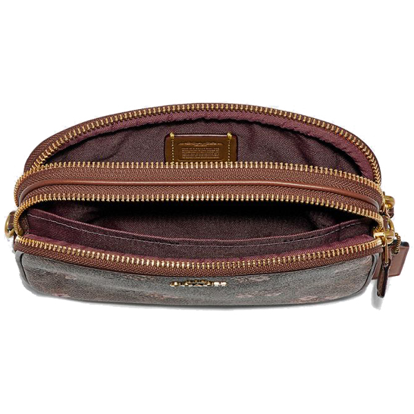 Coach Crossbody Bag Sling Sadie Crossbody Clutch In Signature Canvas With Prairie Floral Tan Brown # 66666