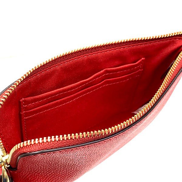 Coach Wristlet In Gift Box Small Wristlet Corner Zip Wristlet In Crossgrain Leather Bright Red # F58032D6