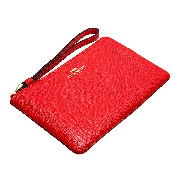 Coach Wristlet In Gift Box Small Wristlet Corner Zip Wristlet In Crossgrain Leather Bright Red # F58032D6