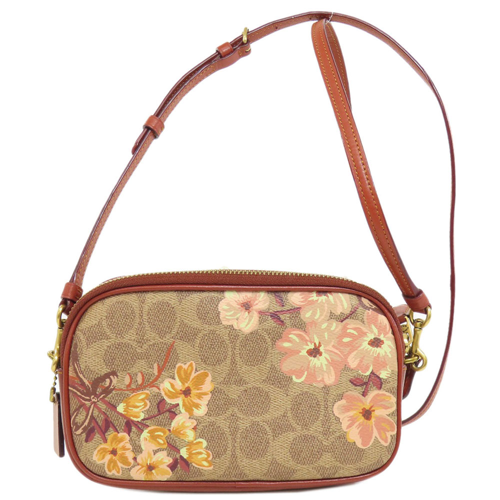 Coach Crossbody Bag Sling Sadie Crossbody Clutch In Signature Canvas With Prairie Floral Tan Brown # 66666