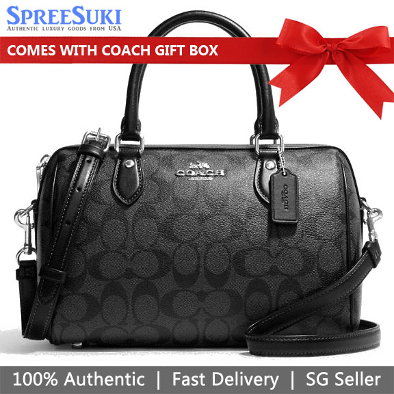 Coach Crossbody Bag Sling Rowan Satchel Bag In Signature Canvas Graphite Black # CH280D2