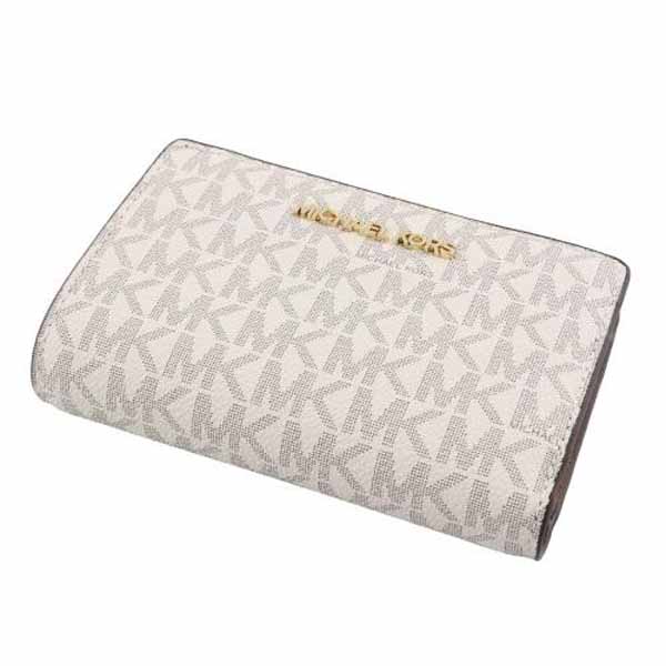 Michael Kors Medium Wallet Jet Set Travel Medium Bifold Zip Coin Wallet Vanilla # 35F8GTVF2B